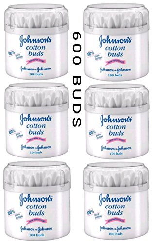 600 PCS (100 PCS X 6) JOHNSONS Baby Cotton Buds Ear SWABS Paper Sticks Q Tips