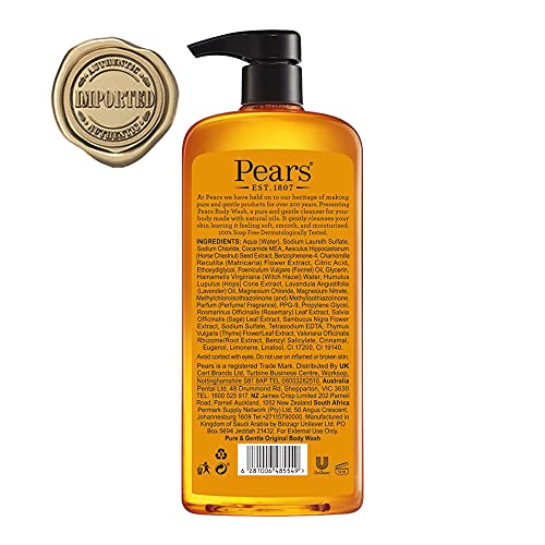 Pears Pure & Gentle Body Wash x 2 750ml | Made With Natural Oils and Soap Free Nourishing Moisturisation Extracts - Bargain Genie