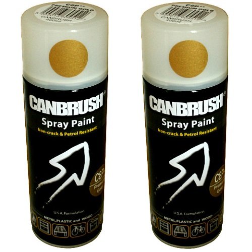 2 x CANBRUSH Spray Paint - for Metal Plastic & Wood 400ML - Premium Gold - Bargain Genie