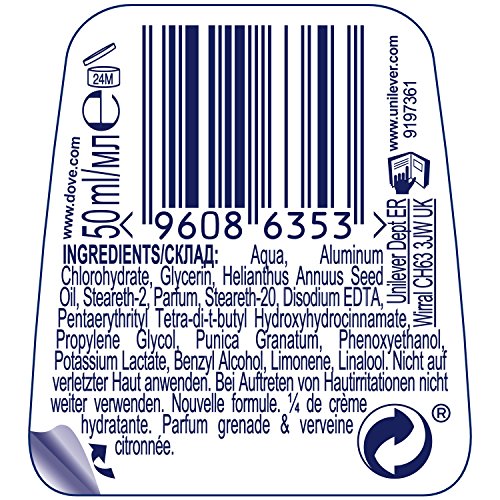 Dove Powder Anti-perspirant Deodorant Spray pack of 6 with ¼ moisturising cream for 48 hours of protection 150 ml