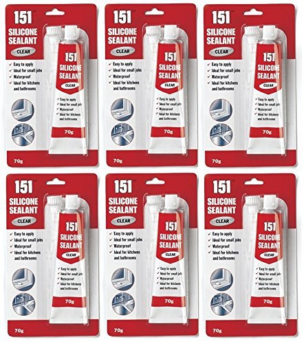 6 x 151 Silicone Sealant Clear Waterproof 70g Tube Kitchen Bathroom Sealant