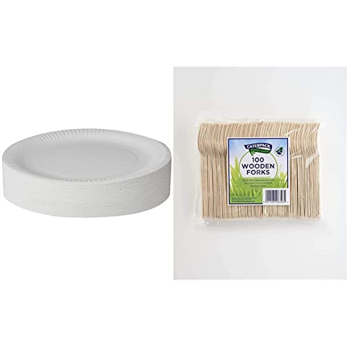 Paper Plates 23cm - Pack of 100 9inch Paper Plates, Disposable Plates, Party Plates