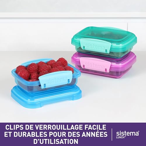 Sistema Lunch Food Storage Containers | 400 ml | Small Snack Pots | BPA-Free Plastic | Assorted Colours | 3 Count