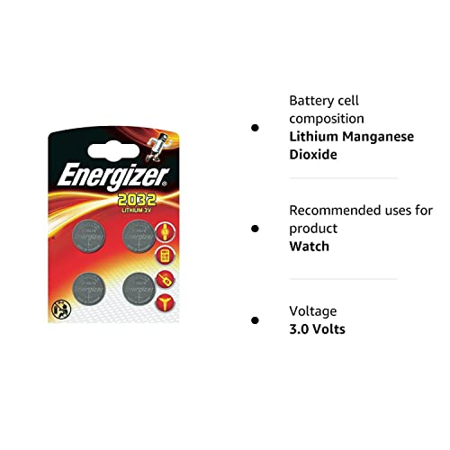Energizer CR2032 Coin Cell 3V Lithium Batteries | 4 Pack