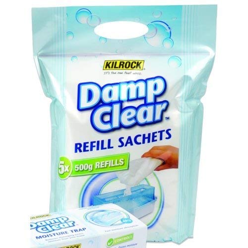 2 x Kilrock Damp Clear Moisture Trap Refill = 10 x 500g Refills Bags