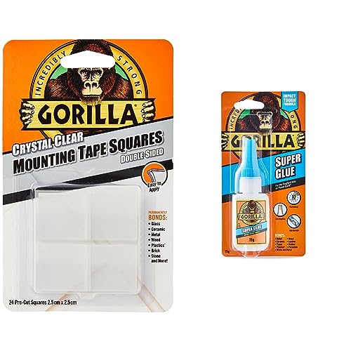 Gorilla Mounting Tape Squares Crystal Clear