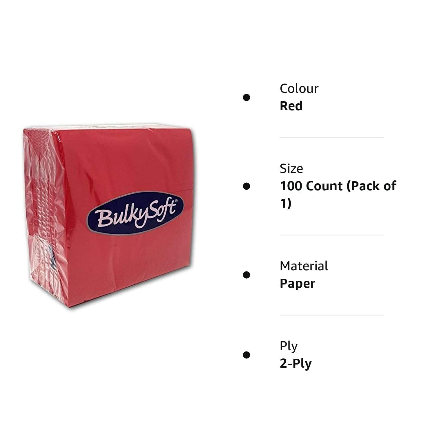 Paper Serviettes Soft Napkins 40x40cm 2PLY BulkySoft Solid Colours Choose Colours (Red, 100)