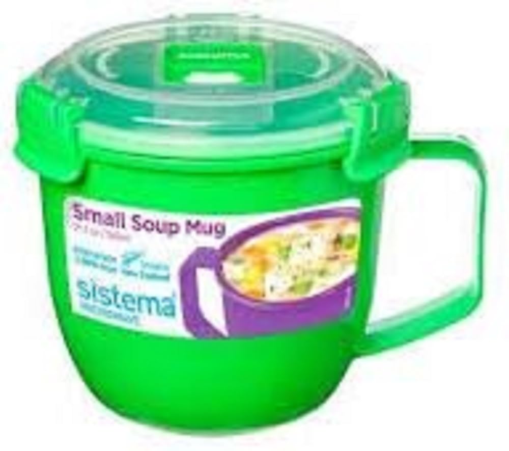 Sistema Microwave Small Soup Mug | Microwave Food Container | 565 ml | BPA-Free | Assorted Colours