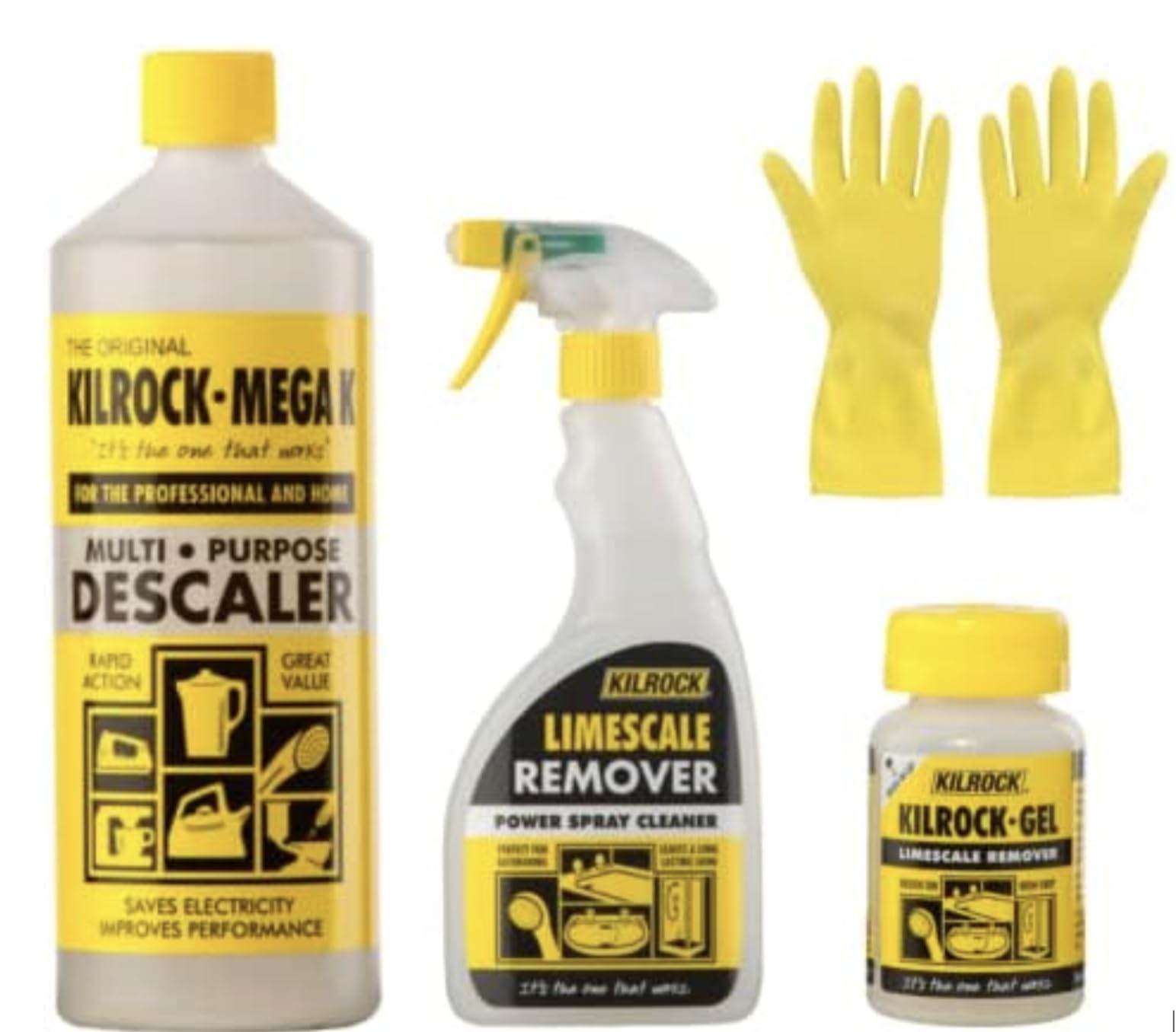Dezpo | Kilrock Mega K (1L) + Power Spray (500ml) + Descaler Gel (160ml) + Dezpo Gloves – Complete Limescale Removal Kit