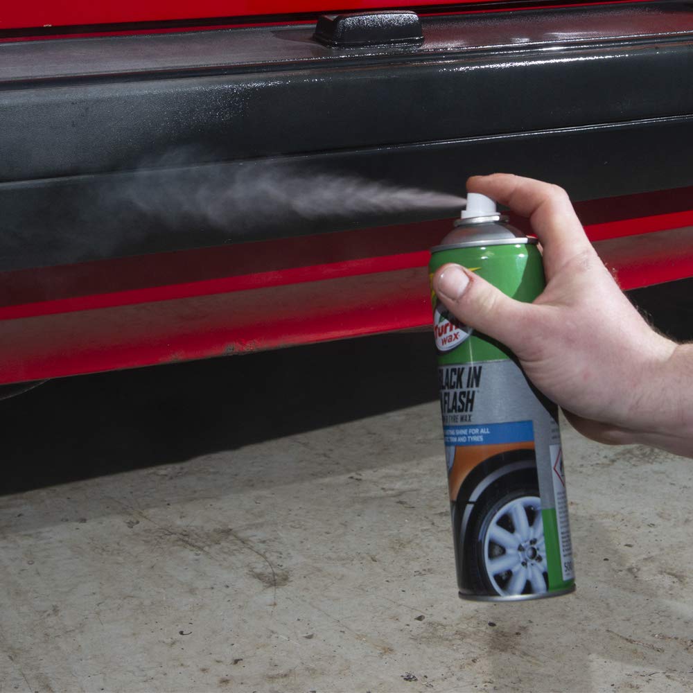Turtle Wax 51777 Black In A Flash Tyre & Trim Cleaning Spray Shine For Plastic and Trim Restoration