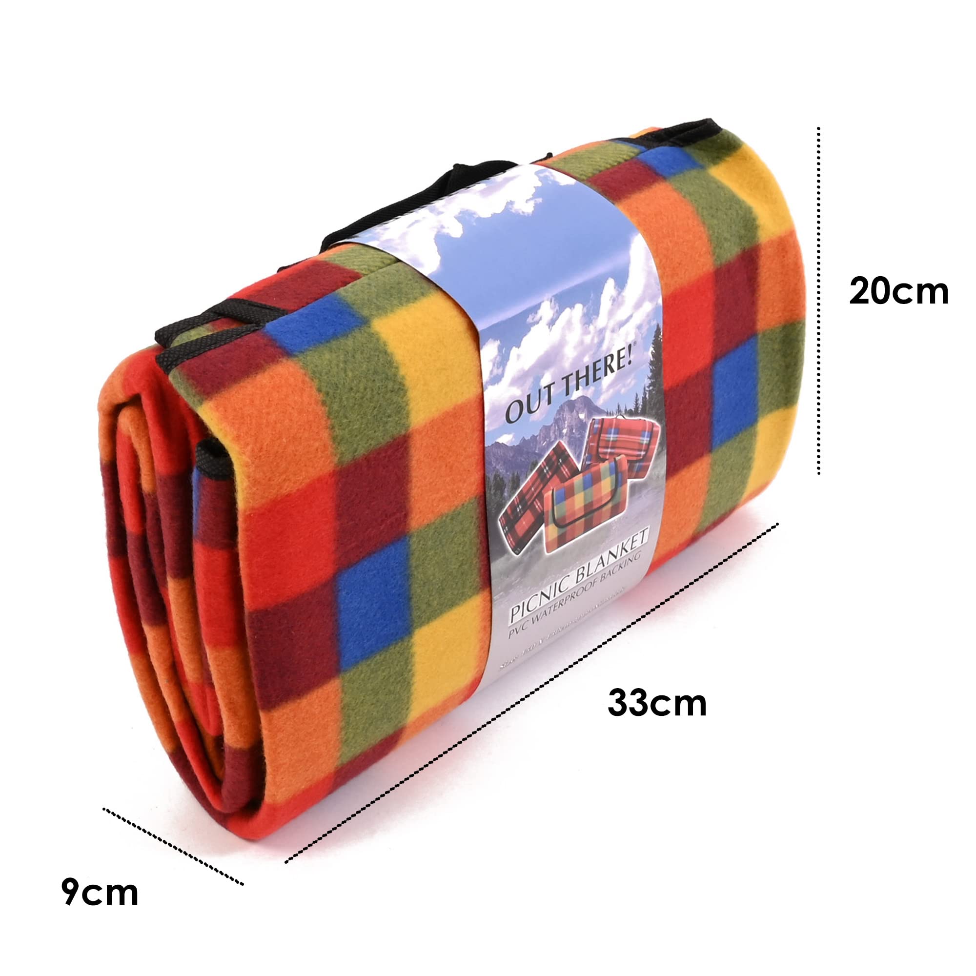 KandyToys Out There! Waterproof Fleece Picnic Blanket | Assorted Designs | Roll Up Blanket | Camping Equipment