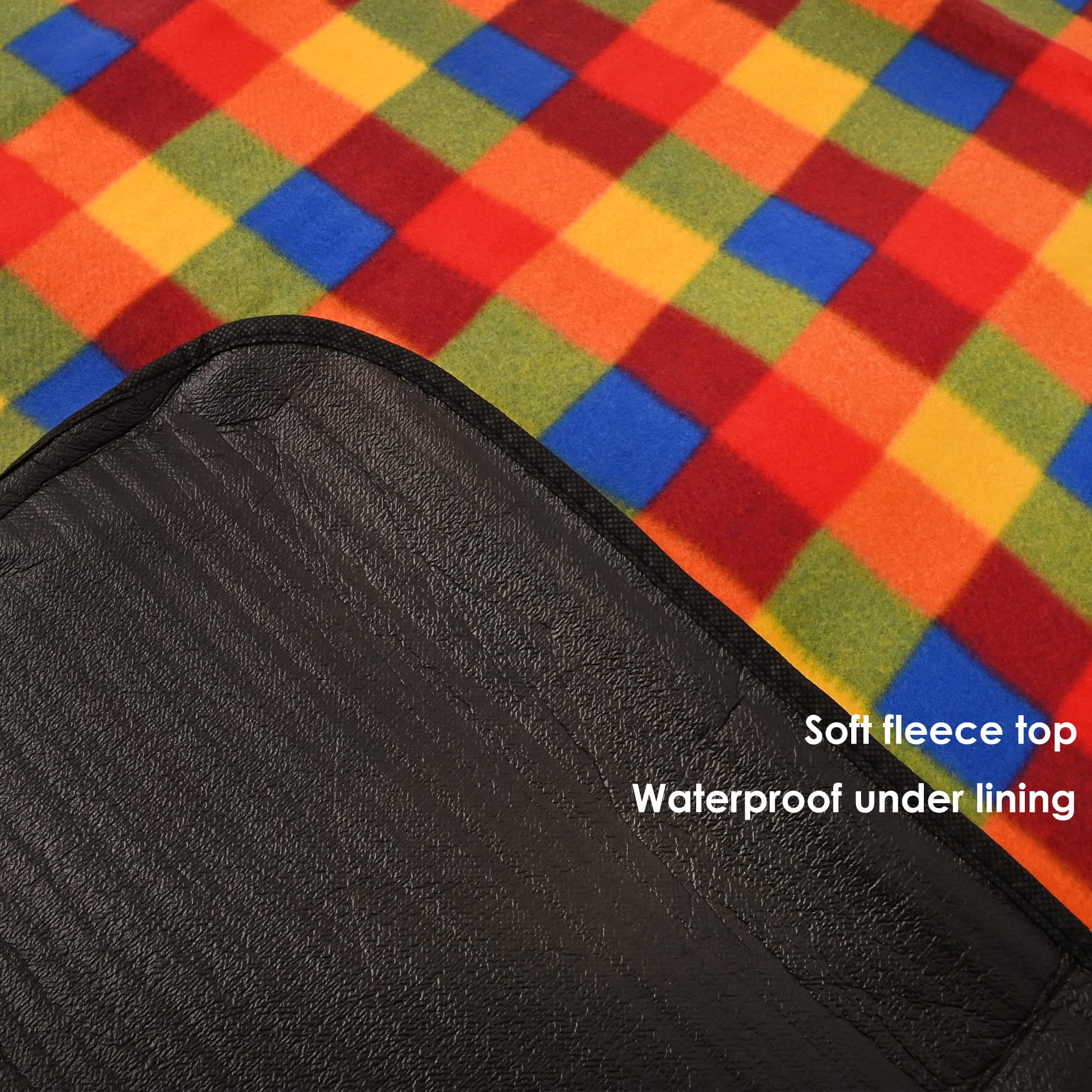 KandyToys Out There! Waterproof Fleece Picnic Blanket | Assorted Designs | Roll Up Blanket | Camping Equipment