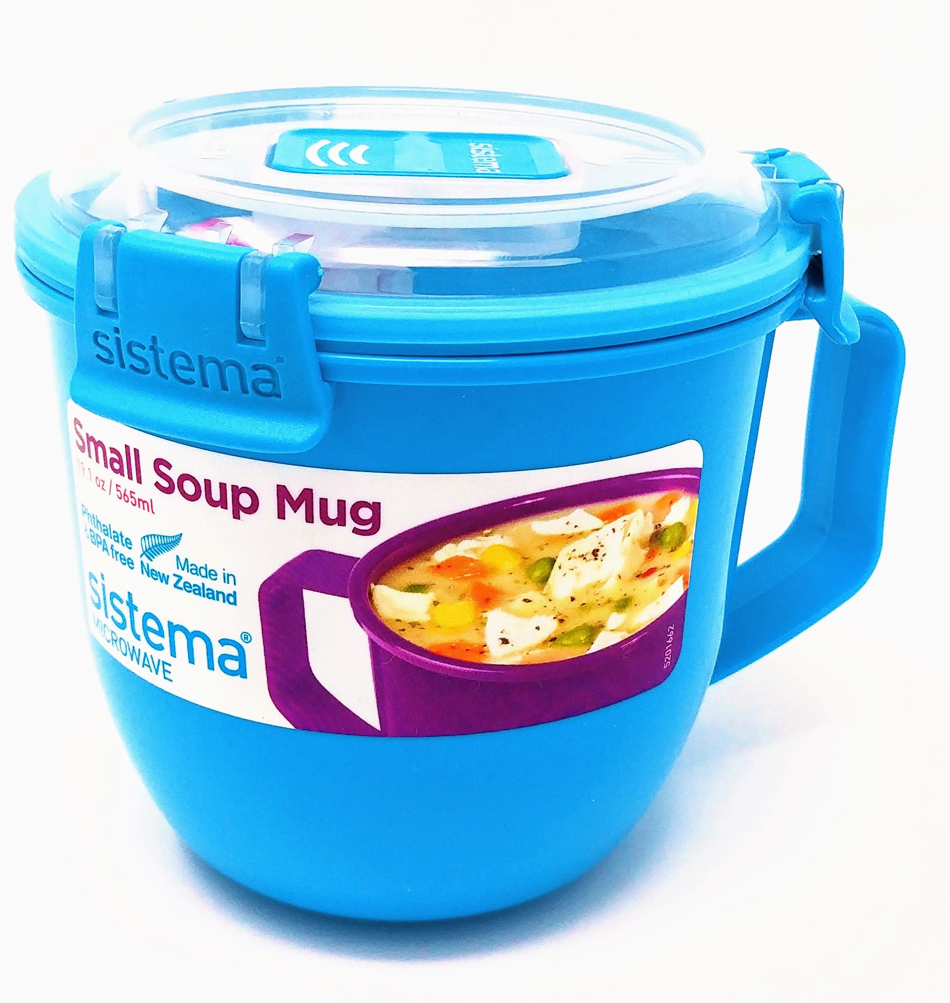 Sistema Microwave Small Soup Mug | Microwave Food Container | 565 ml | BPA-Free | Assorted Colours