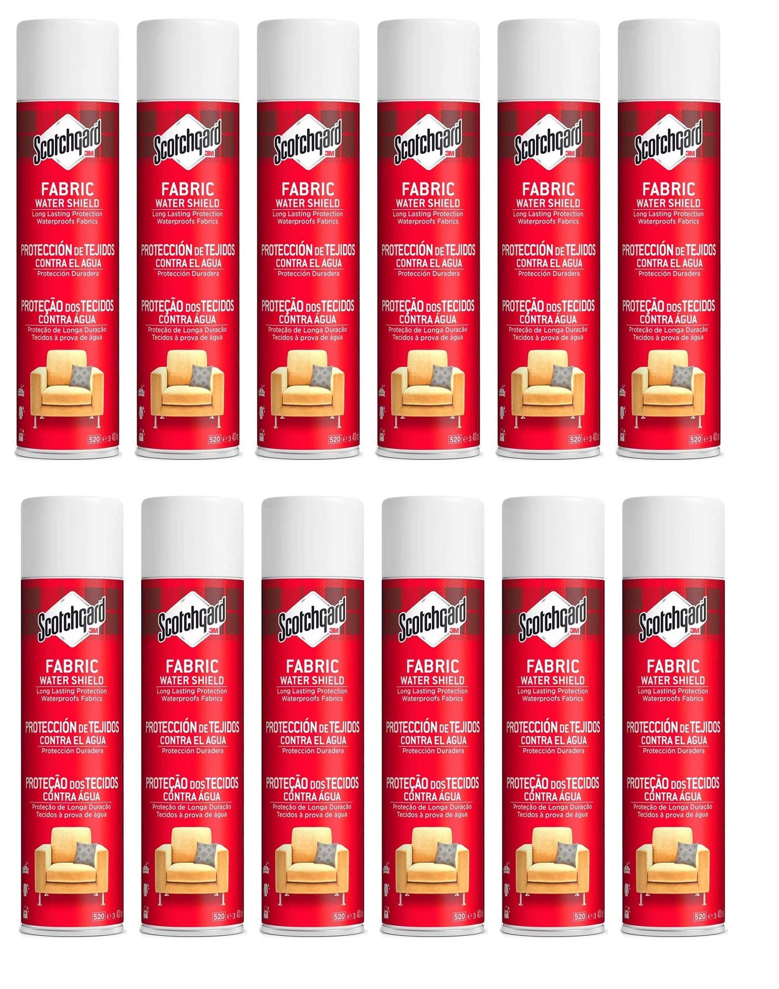 Scotchgard Fabric Water Shield Protector (12 x 400ml Cans)