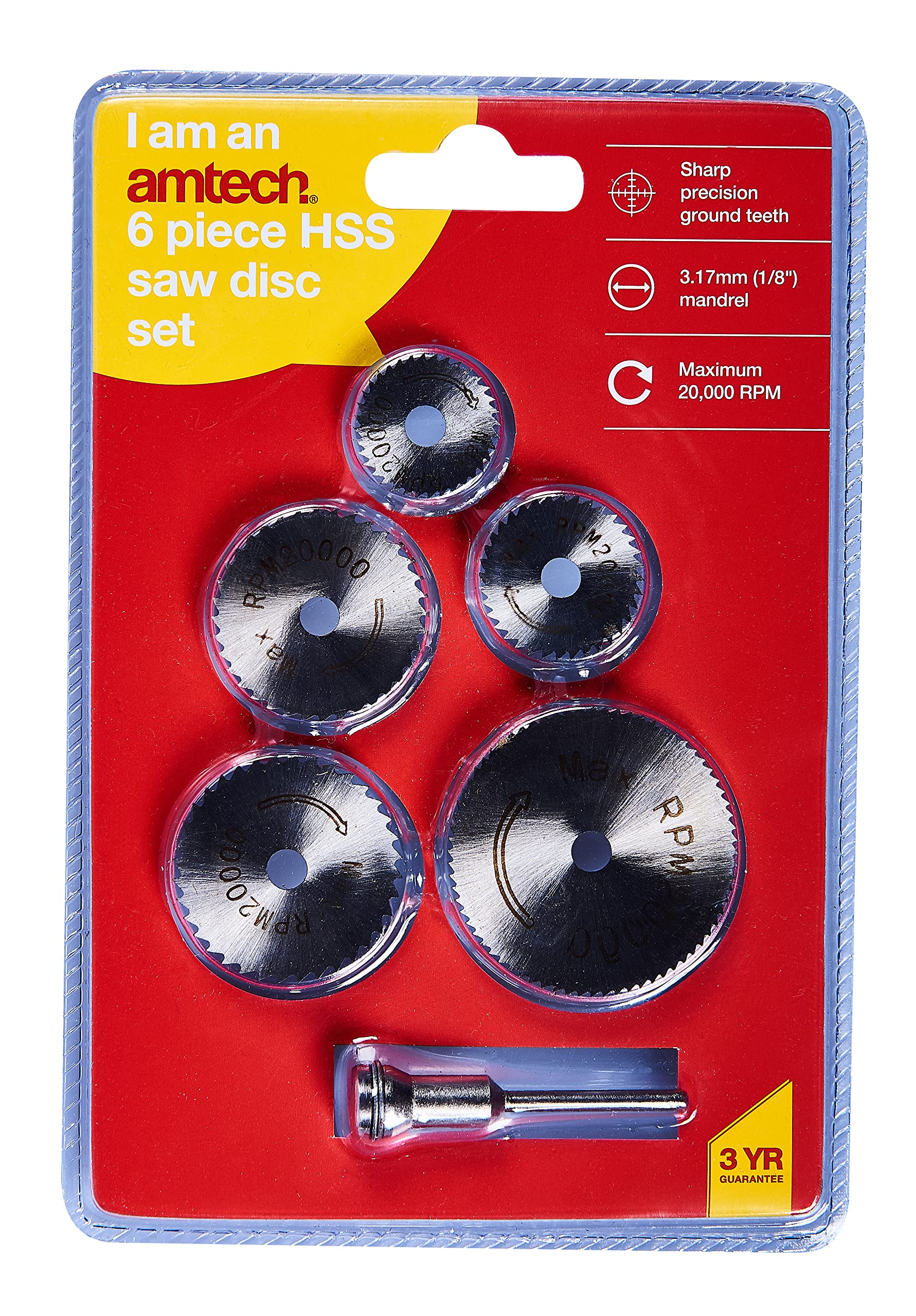 Amtech F0978 6 Piece high speed steel (HSS) saw disc set