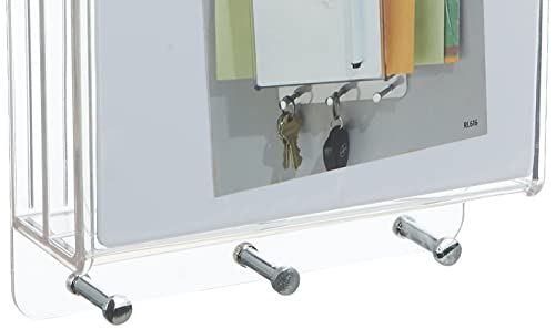 iDesign Linus Entryway Organiser, Compact Plastic Mail and Key Holder, Dry Erase Board, Clear - Bargain Genie