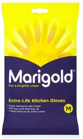 Marigolds Unisex Marigold-gloves-medium Marigold Extra Life Kitchen Gloves Medium 2 Pairs, Yellow, M Pack of UK