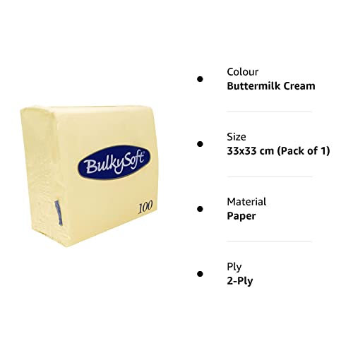 Paper Serviettes Soft Napkins 33x33cm 2PLY BulkySoft Solid Colours - Bargain Genie
