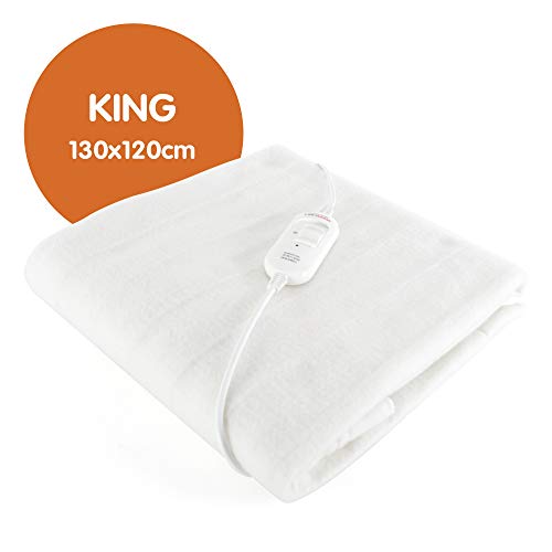 STAYWARM Single Size Superior Electric Underblanket with Detachable Controller / 3 Heat Settings/Detachable Cord/Machine Washable - 60w - 150 x 70cm - F901 - White