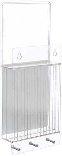 iDesign Linus Entryway Organiser, Compact Plastic Mail and Key Holder, Dry Erase Board, Clear - Bargain Genie