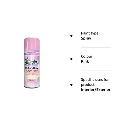 Shimmer Pearlised Paint Spray 400ml Aerosol Pink - Bargain Genie