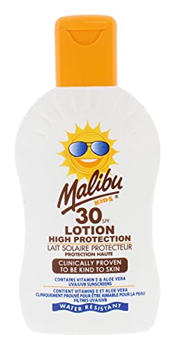 Malibu Sun Kids SPF 30 Lotion, High Protection Sun Cream, Water Resistant, Vitamin E and Aloe Vera Enriched, 200ml - Bargain Genie
