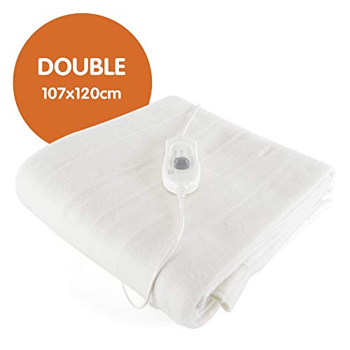 STAYWARM Single Size Superior Electric Underblanket with Detachable Controller / 3 Heat Settings/Detachable Cord/Machine Washable - 60w - 150 x 70cm - F901 - White