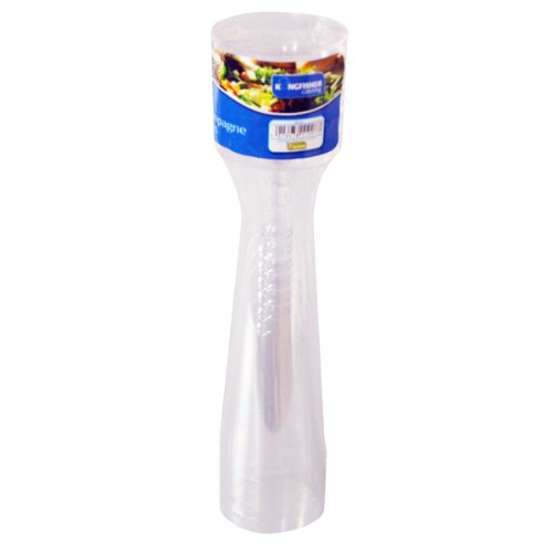Kingfisher Plastic Champagne Flutes, Transparent, Pack of 6 - Bargain Genie