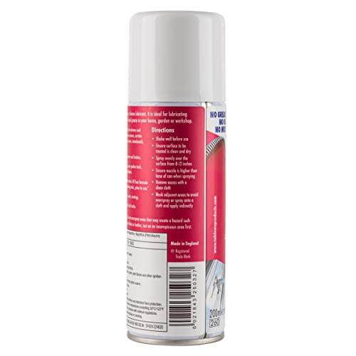 Tableau Dry Lube, Super Slip Silicone Lubricant Spray For Locks, Door Hinges, Zips and Many Other Uses. Mess Free