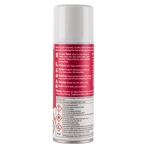 Tableau Dry Lube, Super Slip Silicone Lubricant Spray For Locks, Door Hinges, Zips and Many Other Uses. Mess Free