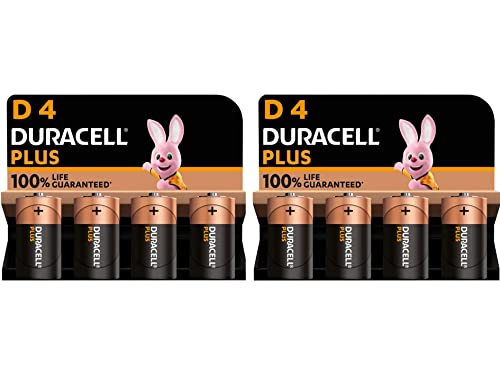 Duracell MN1300 Plus Power Alkaline D Size Batteries (Pack of 8)