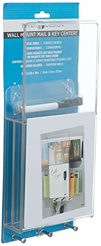 iDesign Linus Entryway Organiser, Compact Plastic Mail and Key Holder, Dry Erase Board, Clear - Bargain Genie