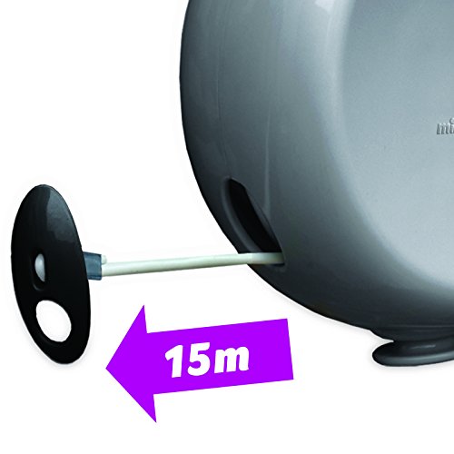 Minky Retractable Reel Washing Line with 2x15 m of Drying Space, Grey