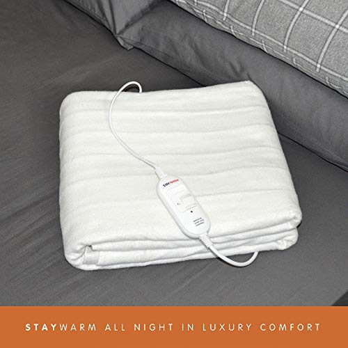 STAYWARM Single Size Superior Electric Underblanket with Detachable Controller / 3 Heat Settings/Detachable Cord/Machine Washable - 60w - 150 x 70cm - F901 - White