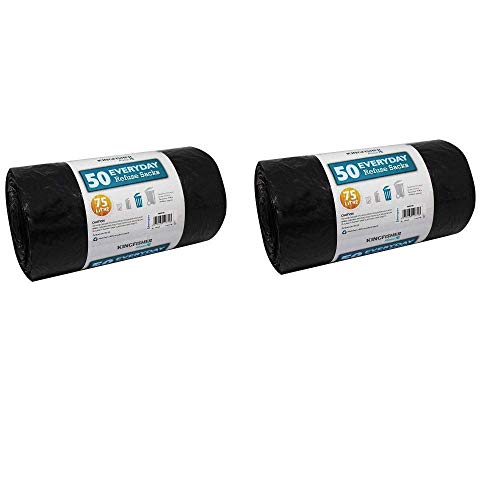 Kingfisher 50 Everyday Dustbin Liners Bin Bags Refuse 75 Litre Size Sacks (2x (50 Bags) - Bargain Genie