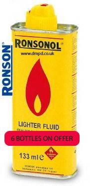 Ronson Lighter Fuel Universal Fluid x6 Bottles 133ml