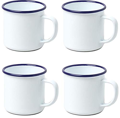 4 X Falcon Housewares Enamel 8cm Mug White - Bargain Genie