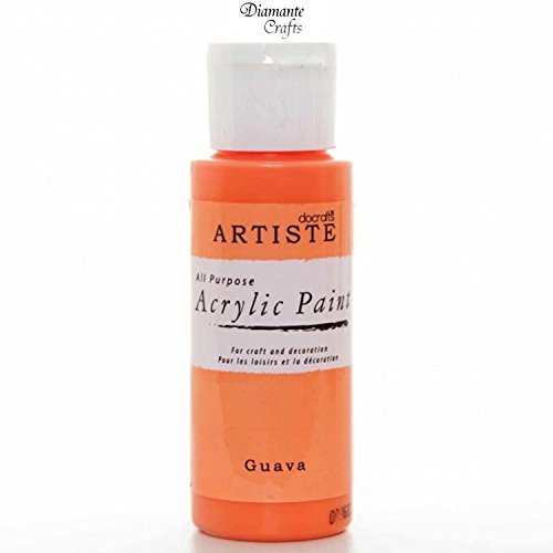 Docrafts Artiste Arcylic Paint All Purpose - 59ml / 2oz - Choose from 60 Colours (Guava) - Bargain Genie
