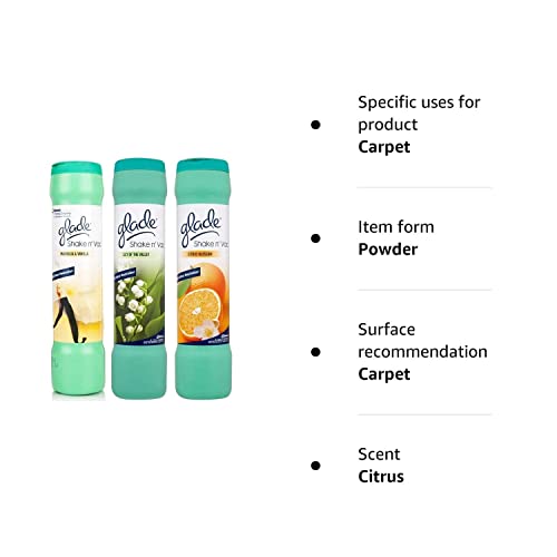 Glade Shake 'n' Vac Triple Pack 1 Each Lily Magnolia Citrus Carpet Cleaning Powder 500gm - Bargain Genie