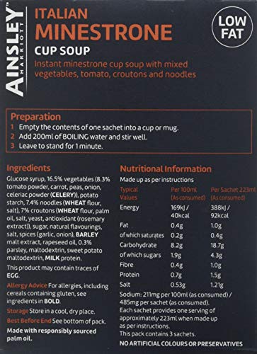 Ainsley Harriott Italian Minestrone Cup Soup, 69 g, Pack of 12 - Bargain Genie