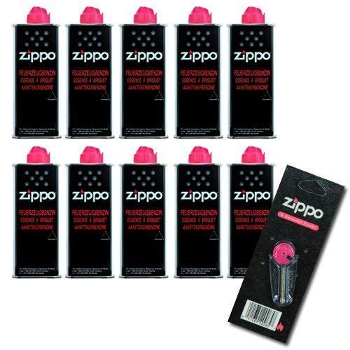 Zippo Lighter Fuel Set of 10 x Petrol Original Petrol 125 ml Each | 1 x 6 Flint - Bargain Genie