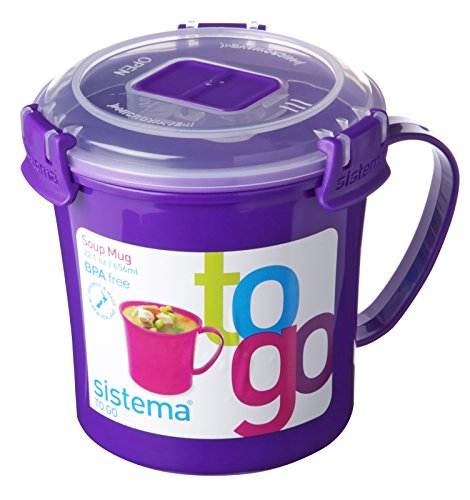 Sistema To Go Microwave Soup Mugs, 656 ml, Assorted Colours - Pack of 3 - Bargain Genie