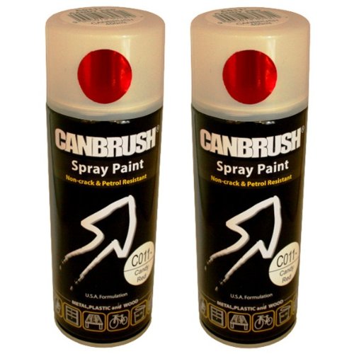 12 x CANBRUSH Spray Paint - for Metal Plastic & Wood 400ML Gloss Finish- Candy Red