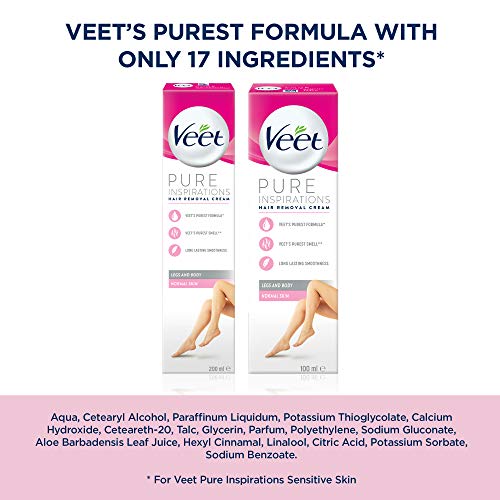 Veet Pure Inspirations Hair Removal Cream for Normal Skin, Body & Legs, 200 ml - Bargain Genie