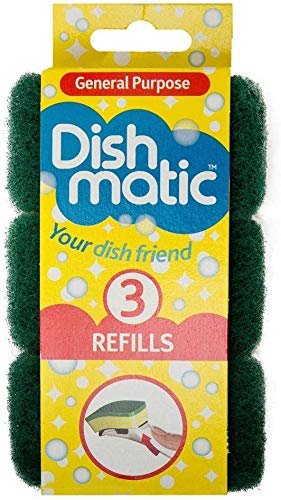 9 x Mixed Dishmatic Sponge Scourer Replacement Refill Head (3 x Non Scratch, 3 x Heavy Duty, 3 x Extra Heavy Duty)