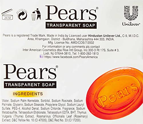 Pears Transparent Amber Soap | Made with Natural Oils and Glycerin | Pure and Gentle Soap with Moisturising and Cleansing Effect | Dermatologist Recommended for Delicate Skin | Pack of 12 x 125g Bars - Bargain Genie
