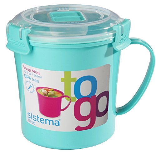 Sistema To Go Microwave Soup Mugs, 656 ml, Assorted Colours - Pack of 3 - Bargain Genie