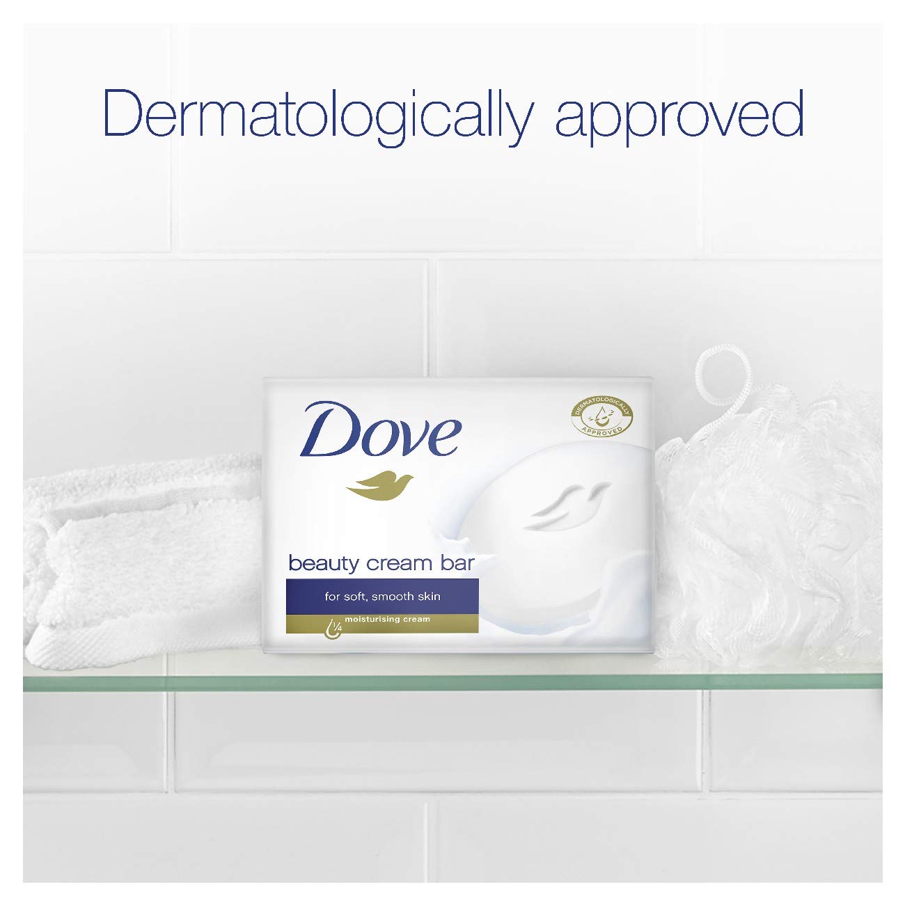 Dove Original Beauty Bar with Mild Cleansers Moisturising Beauty Cream Bar with 1/4 Moisturising Cream 100 g x 6 (Pack of 8)
