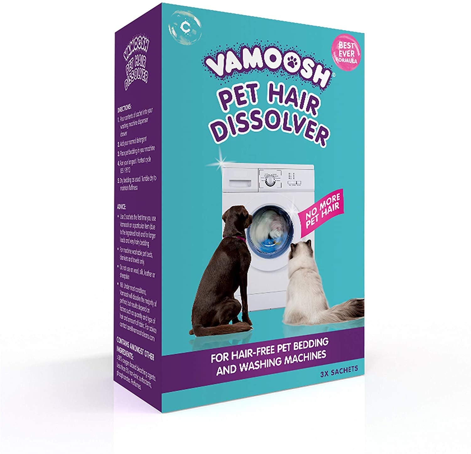 Vamoosh Pet Hair Dissolver 3x100g (1 Box) Up to 3 Washes